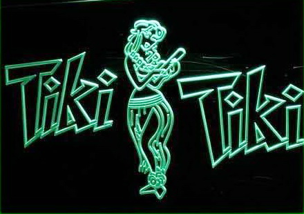 OPEN Tiki Bar Wajome Hula Dancer Neon Light Sign